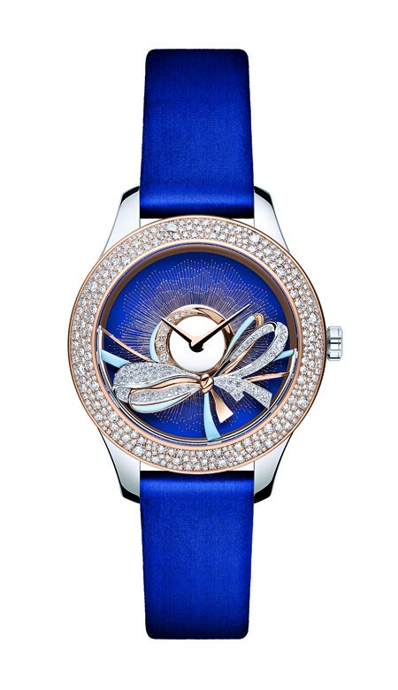 <p>This <strong>Dior Grand Bal Ruban</strong> watch was released in a limited edition of 88 pieces. It’s characterized by the unique knot, which was inspired by the couture universe, that embellishes its dial.</p>