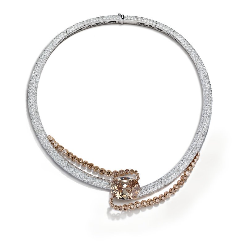 <strong>de Grisogono</strong> high jewelry necklace set with brown diamonds