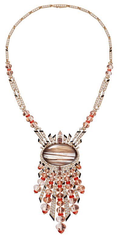 <strong>Cartier</strong>, Magnitude high jewelry collection, Aphelie necklace featuring a 68.85-carat cabochon-cut quartz and fancy pink-brown diamonds