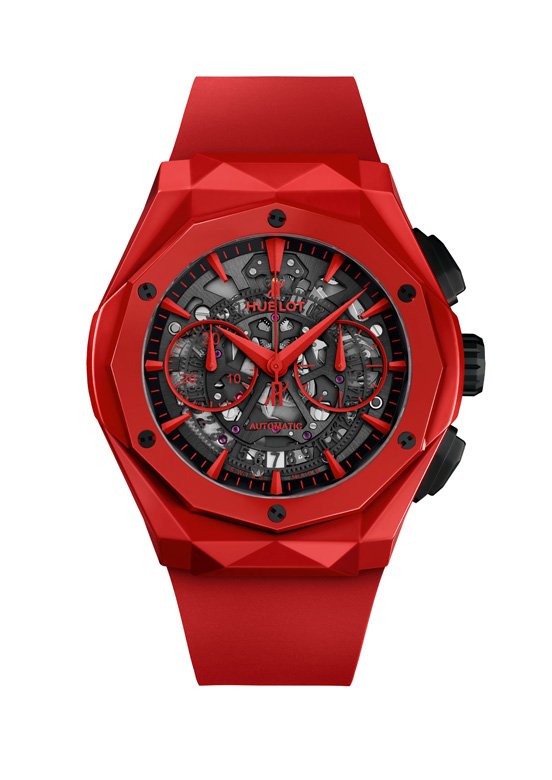 <p><strong>Hublot’s Classic Fusion Aerofusion Chronograph Orlinski Red Magic </strong></p> <p>Limited to 200 pieces, this timepiece blends expertise with art. Its fascinating red ceramic case houses a self-winding skeleton chronograph movement revealed through a sapphire caseback. Inspired by the work of the world’s bestselling contemporary artist Richard Orlinski, this watch is a real tribute to art and innovation<strong>.</strong></p>
