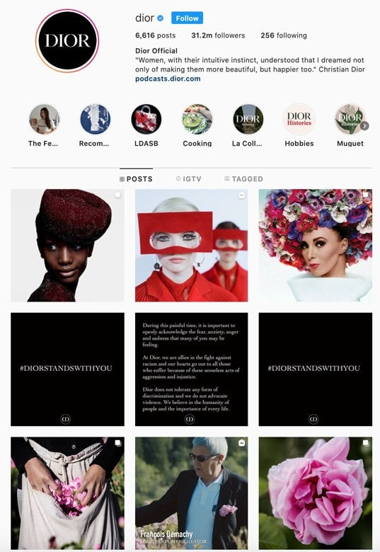 <p><em>Photo Courtesy of Instagram.com/dior</em></p> <p>We’re used to <strong>Dior</strong>’s daily posts on Instagram on its different accounts. But as a show of support, their latest posts were just three black pictures stating a very important message and expressing zero-tolerance of any form of discrimination. </p>