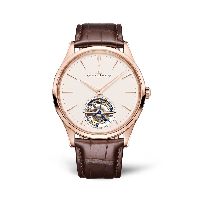 <strong>Jaeger-LeCoultre, Master Ultra Thin Tourbillon watch </strong><br />
Jaeger-LeCoultre cherishes its history in creating ultra plate watches through its Master collection. The house finds inspiration in its first ultra plate watch created in 1907 to reach new levels of minimalism, lightness and functionality to create a three-line collection with the newest timepiece being the Master Ultra Thin Tourbillon in pink gold.