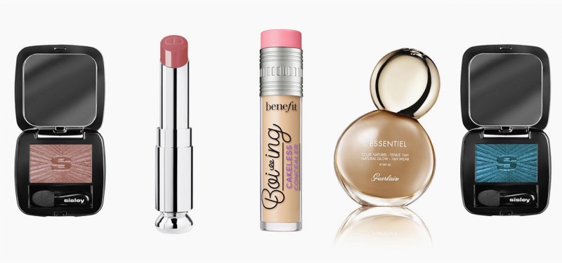 <strong>Guerlain</strong>, L’Essentiel foundation<br /> <strong>Benefit Cosmetics</strong>, Boiing Cakeless concealer<br /> <strong>Sisley Paris</strong>, Phyto Ombres in Silky Chestnut<br /> <strong>Sisley Paris</strong>, Phyto Ombres in Metallic Jean<br /> <strong>Dior</strong>, Dior Addict Stellar Shine in Mirage