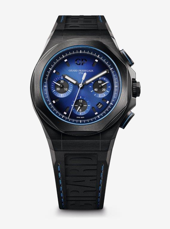 <p><strong>Girard-Perregaux, Laureato Absolute Chronograph watch </strong></p> <p>To mark a new chapter in its Laureato saga, Girard-Perregaux unveils a more contemporary and sophisticated masterwork using black PVD-treated titanium – it’s the Laureato Absolute Chronograph. Water resistant to 300 meters, this timepiece captures the essence of this series’ sportiness in so many ways, including the redesigned, more angular pushers.</p>
