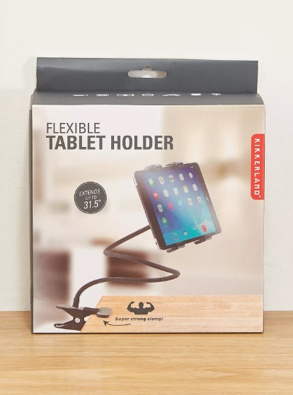 <strong>Kikkerland</strong>&nbsp;flexible tablet holder<br /> <em>Via Namshi.com</em><br />
&nbsp;
