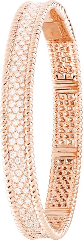 Perlée bracelet in pink gold and diamonds<br />
 