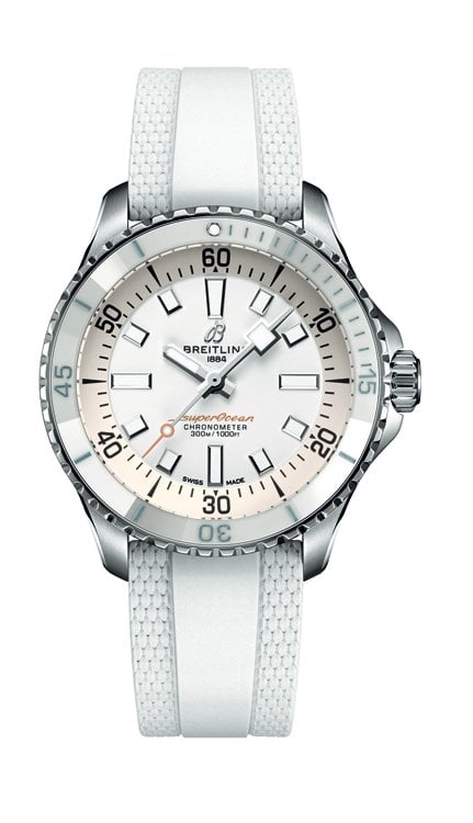 The <strong>Superocean Automatic 36</strong> is for ocean-loving moms with water-based pursuits. No longer strictly a dive watch, the 36mm timepiece features a white dial and matching sporty rubber strap, and is water, shock, sand, and saltwater resistant.