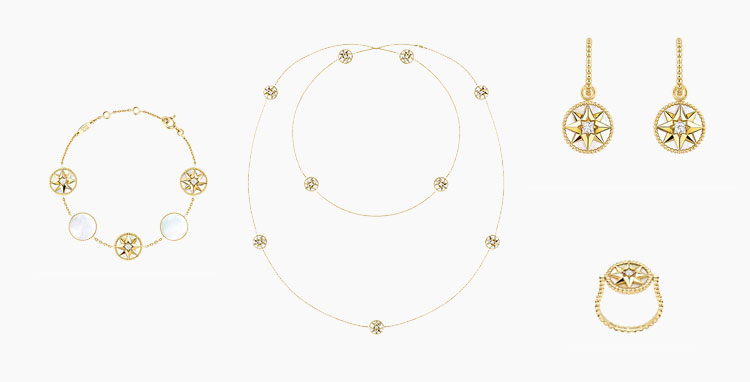 <strong>Dior</strong>, Rose des Vents earrings, necklace, bracelet and ring<br />
 