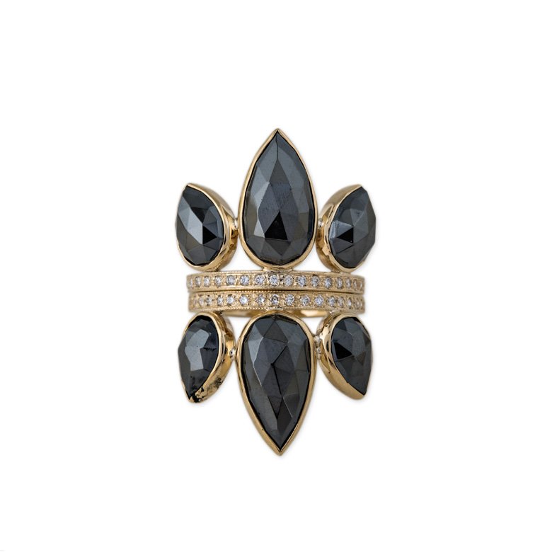 <strong>Statement rings </strong><br />
Jacquie Aiche, Petal Stack ring<br />
 