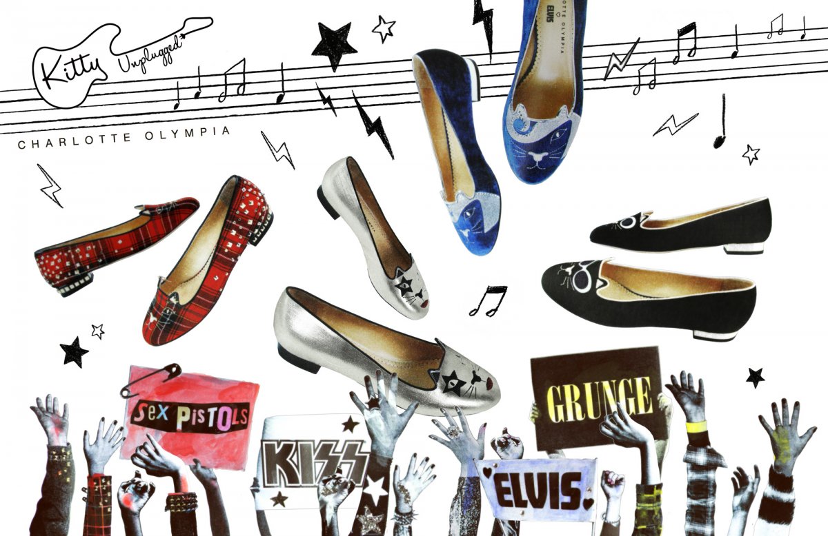 Charlotte Olympia's Iconic Kitty Flats Go Rock n' Roll | Azyaamode