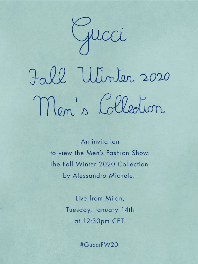 Live Streaming - Gucci's Men Fall-Winter Collection Show
