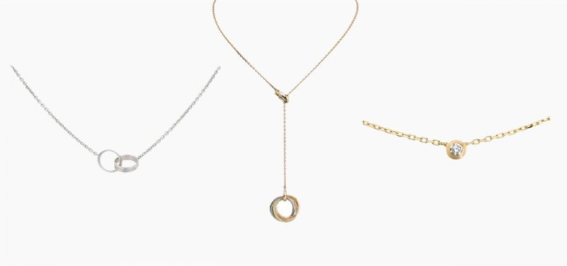 <strong>Cartier</strong> Diamants Légers necklace<br /> <strong>Cartier</strong> Love necklace<br /> <strong>Cartier</strong> Trinity de Cartier necklace