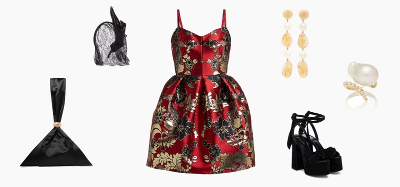 <strong>Look 3</strong><br />
Dolce & Gabbana dress<br /> <em>Via Matches Fashion</em><br />
Maison Michel headpiece<br /> <em>Via Matches Fashion</em><br />
Rebecca De Ravenelearrings<br /> <em>Via Moda Operandi</em><br />
Mizuki ring<br /> <em>Via Moda Operandi</em><br />
By Far bag<br /> <em>Via Net-A-Porter</em><br />
Saint Laurent platforms<br /> <em>Via Mytheresa.com</em>