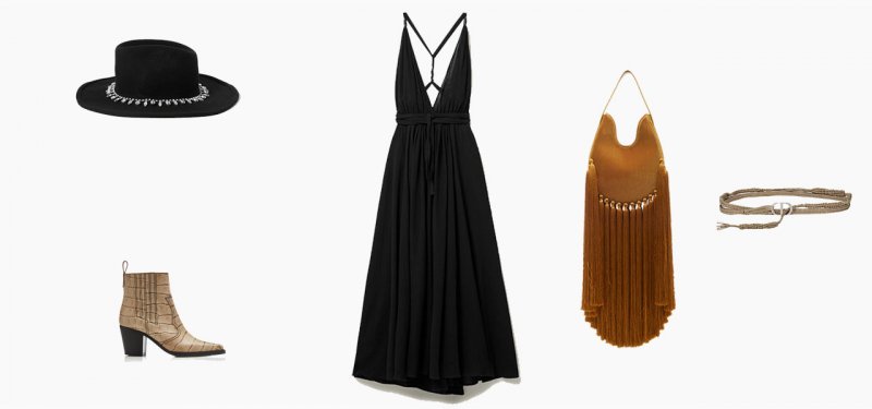 <strong>Look 3</strong><br />
Caravana dress<br /> <em>Via Net-A-Porter</em><br />
Clyde fedora<br /> <em>Via Net-A-Porter</em><br />
Dior belt<br />
Zimmermann bag<br /> <em>Via Moda Operandi</em><br />
Ganni boots<br /> <em>Via Moda Operandi</em>