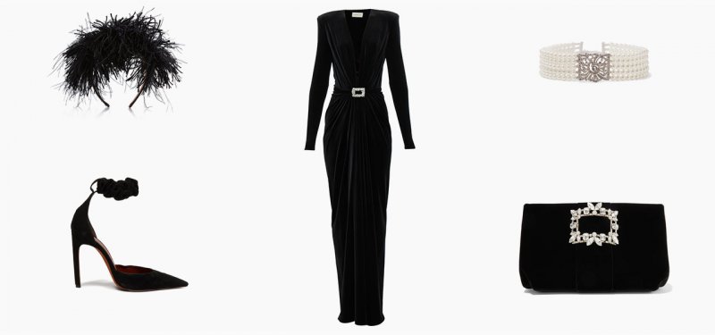 <strong>Morticia Adams</strong><br />
Alexandre Vauthier dress<br /> <em>Via Matches Fashion</em><br />
Loewe headpiece<br /> <em>Via Moda Operandi</em><br />
Kenneth Jay Lane choker<br /> <em>Via Net-A-Porter</em><br />
Roger Vivier clutch<br /> <em>Via Net-A-Porter</em><br />
Altuzarra pumps<br /> <em>Via Matches Fashion</em>