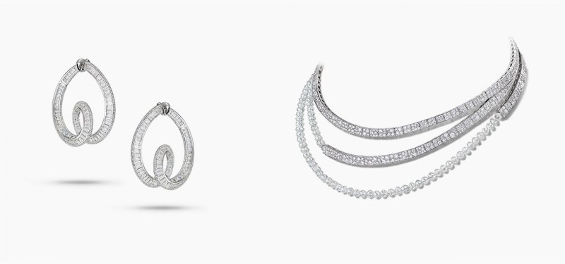 <strong>de Grisogono</strong> high jewelry set featuring a necklace and a pair of earrings<br />