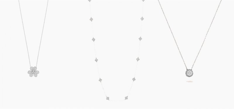 <strong>Van Cleef & Arpels</strong> Perlée pendant<br /> <strong>Van Cleef & Arpels</strong> Frivole pendant<br /> <strong>Van Cleef & Arpels</strong> Sweet Alhambra sautoir