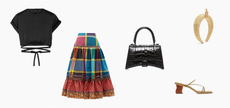 <strong>Look 2</strong><br />
Orseund iris top<br /> <em>Via Net-A-Porter</em><br />
Gucci skirt<br /> <em>Via Matches Fashion</em><br />
Magnetic Midnight headband<br /> <em>Via Matches Fashion</em><br />
Balenciaga bag<br /> <em>Via Moda Operandi</em><br />
Rejina Pyo sandals<br /> <em>Via Net-A-Porter</em>
